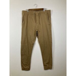 Gray Earth Men Casual Jogger Pants Tan‎ Cotton Spandex Size L Elastic Waist